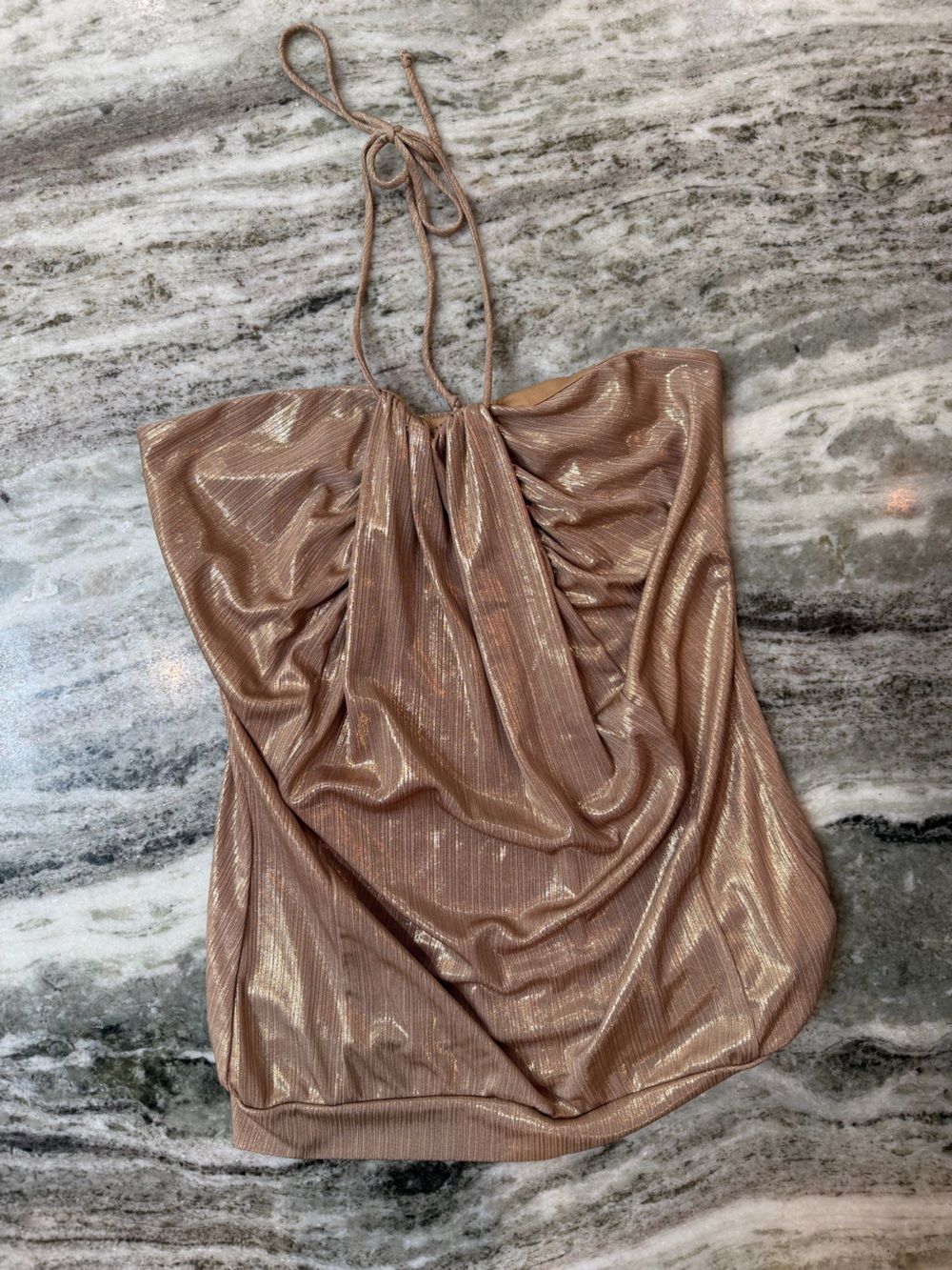 Charlotte Russe Shimmery Gold Halter Cowl Neck Camisole
